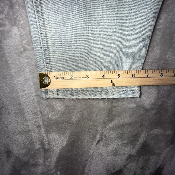 Sun Stone Jeans Womens 32 Light Blue Straight Leg Brown Patch Design Side Panel - Picture 11 of 14